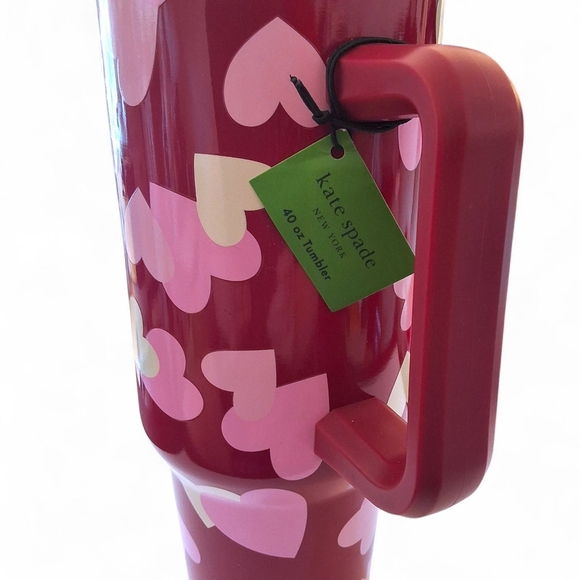 Kate Spade New York Hearts Stainless Steel 40 oz Tumbler w/ Handle + Straw – NWT - Picture 7 of 11